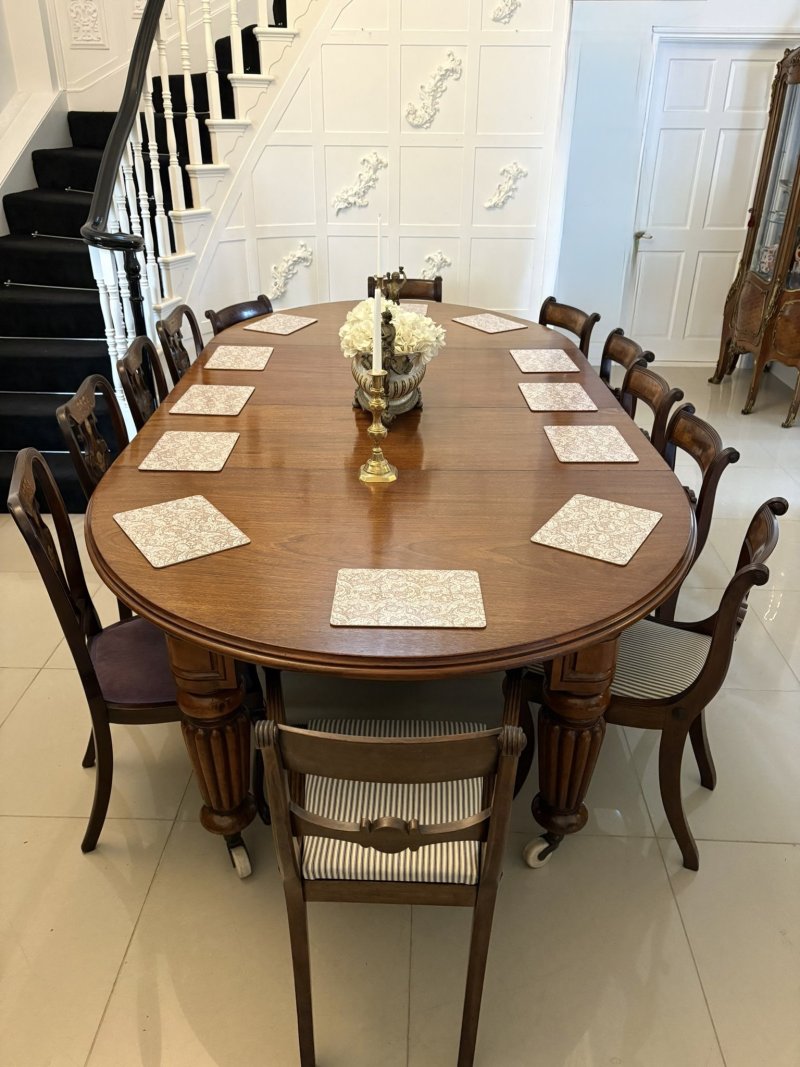 Large 12 Seater Outstanding Quality Antique Victorian Figured Mahogany Extending Dining Table - Image 2